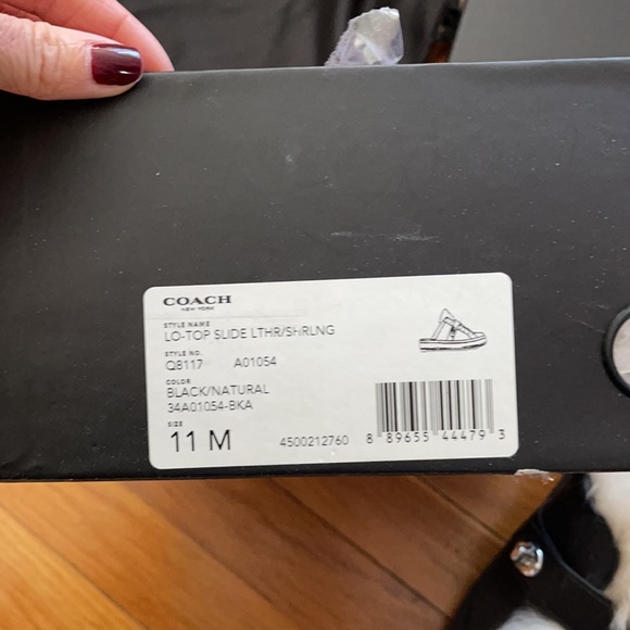 Coach Low Top Slide- Leather & Shearling Black- Size 11- NWT - Picture 6 of 6